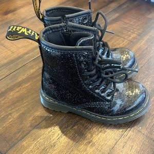 Toddler Black Sparkle Doc Martens